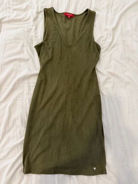 GUESS Olive Sleeveless V-Neck Midi Bodycon Dress